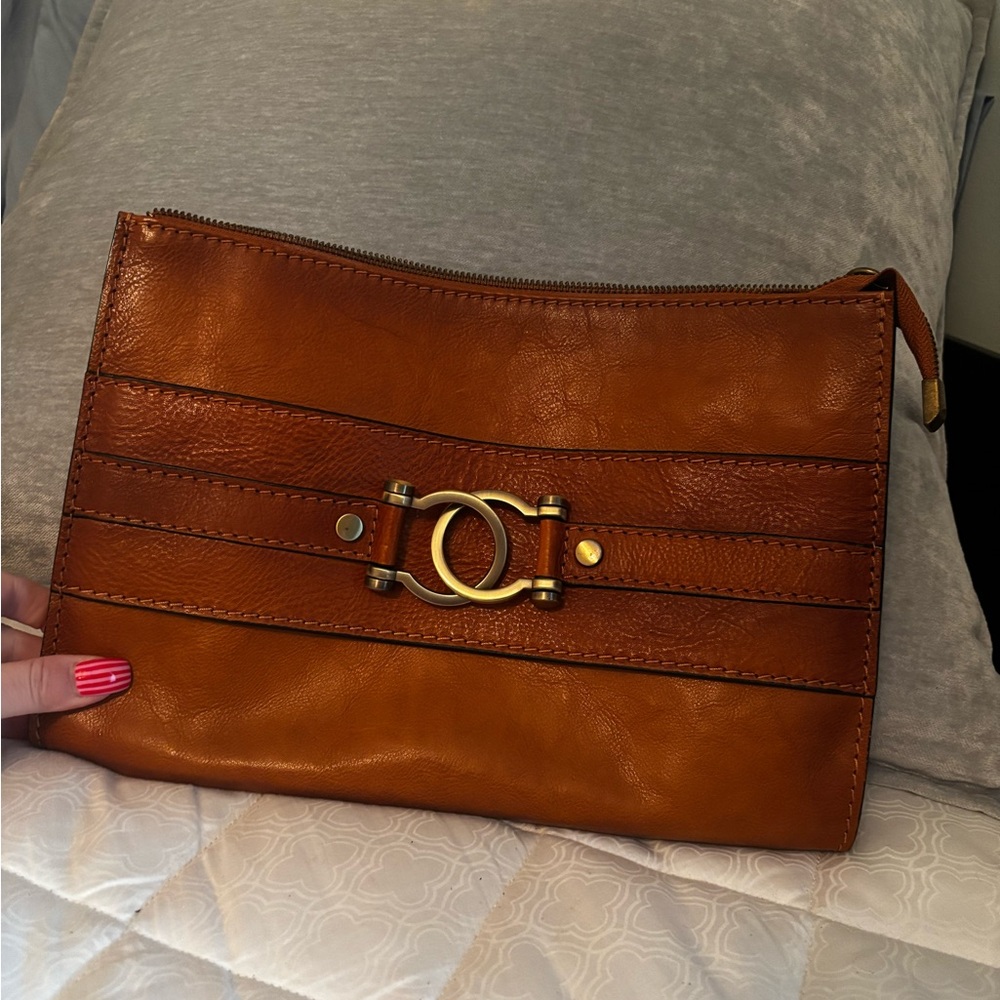Pratesi Firenze Leather
Wristlet Clutch, Brown
